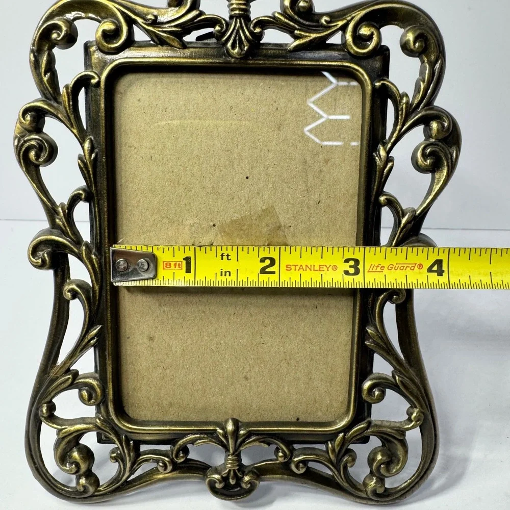 Burnes of Boston Ornate Gold Scroll Metal 3x4.5 Picture Frame Victorian Style